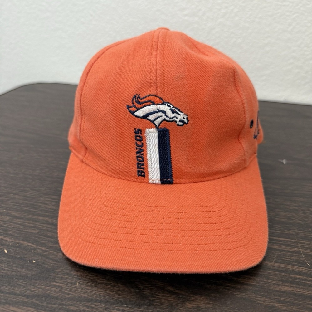 Denver Broncos Hat Cap Strap Back Orange NFL Football Logo Athletic Pro Line 90s